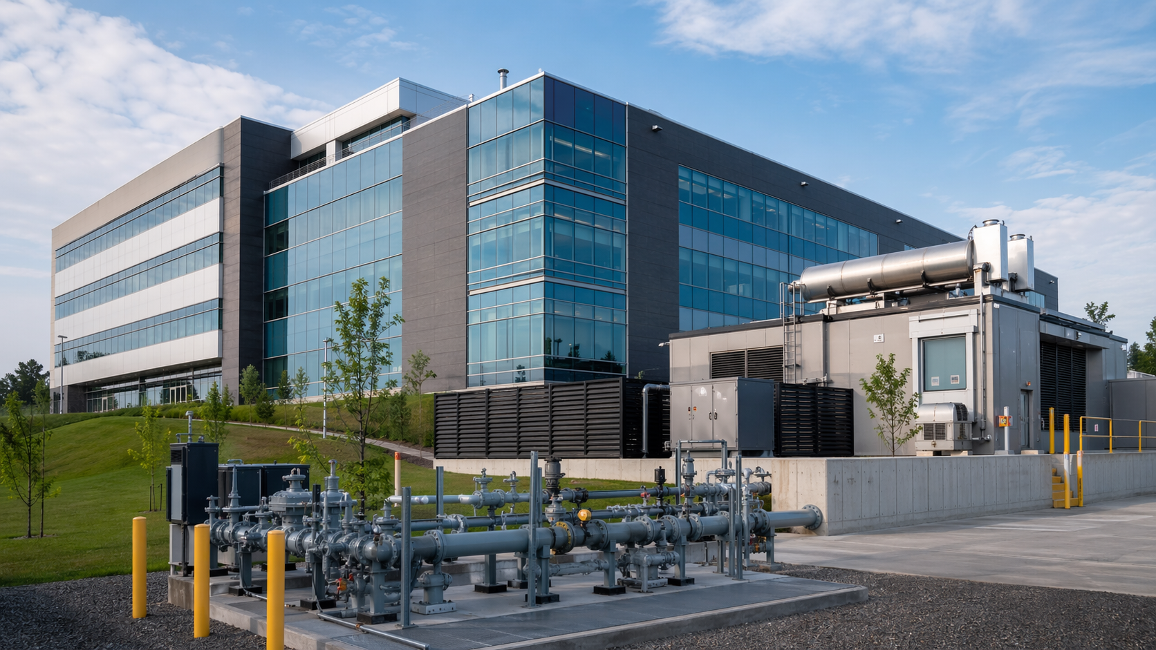 Large commercial office facility with mechanical energy infrastructure