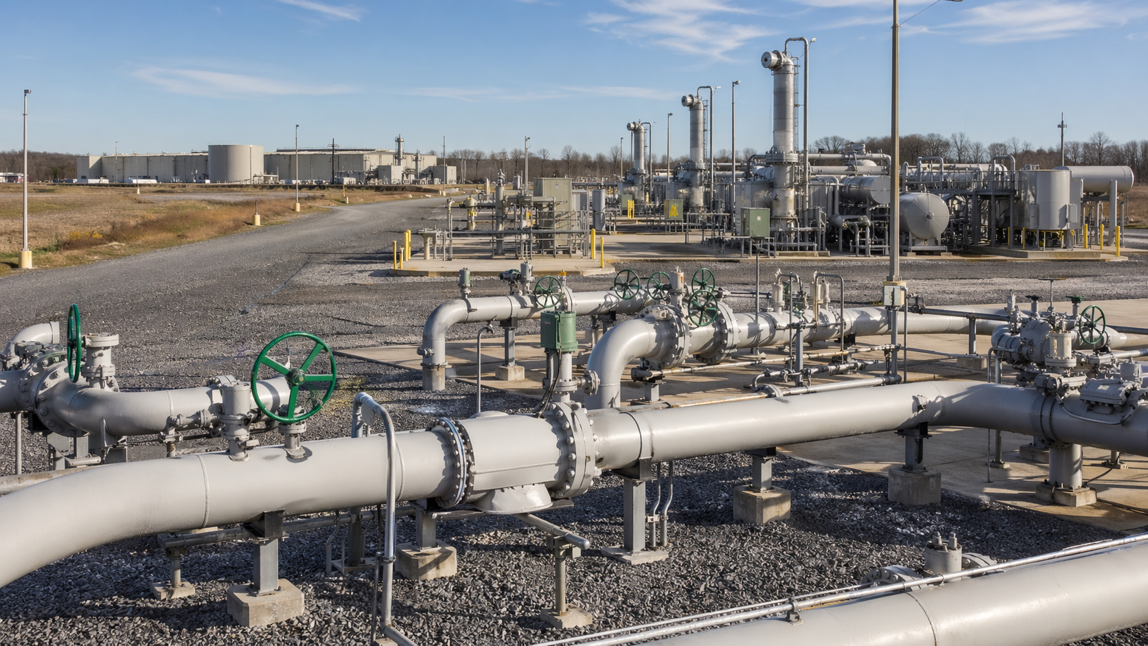 Natural gas pipeline network and compressor station